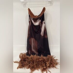 Fashion Nova Brown and Black Mesh Dress